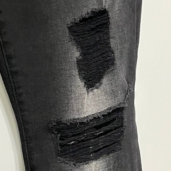 7 FOR ALL MANKIND Black Distressed Ankle Skinny Jeans Size 31 NWT - Picture 5 of 15